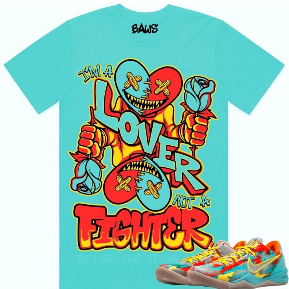 BAWS T-SHIRT Size 2X Lover Not A Fighter Match Kobe 8 Venice Shoes NWT Authentic